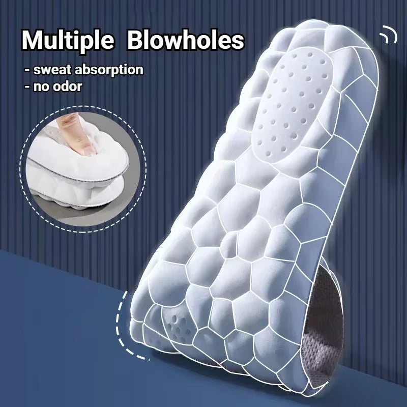 4D Latex Sport Insoles Soft High Elasticity Shoe Pads Breathable Running Basket Shoe Sole Arch Support Orthopedic Inserts Unisex