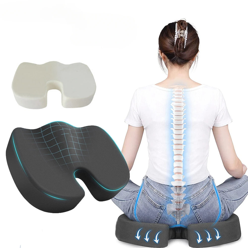 Car Booster Cushion Ergonomic Seat Cushion U-Shaped Memory Foam Rebound Tailbone Cushion Office Chair Long-Term Sitting Cushion