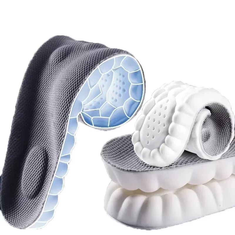 4D Latex Sport Insoles Soft High Elasticity Shoe Pads Breathable Running Basket Shoe Sole Arch Support Orthopedic Inserts Unisex
